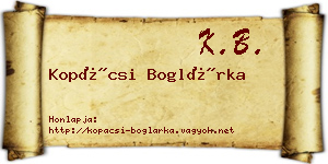 Kopácsi Boglárka névjegykártya